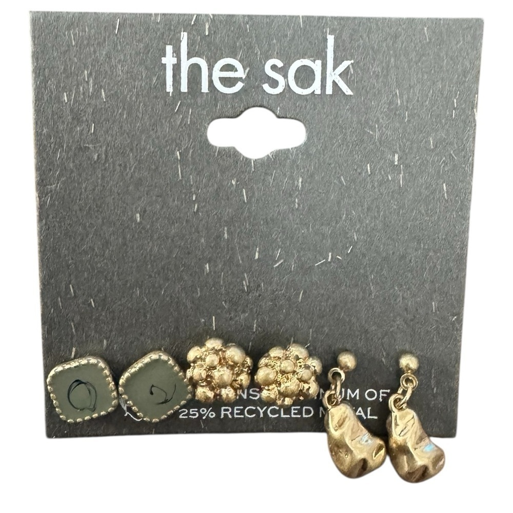 The Sak Gold Earrings Trio Set